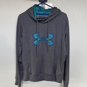 Under Armour Charcoal Hoodie with Teal Logo